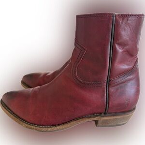 Frye Women's Antique Red Leather Billy Ankle Booties